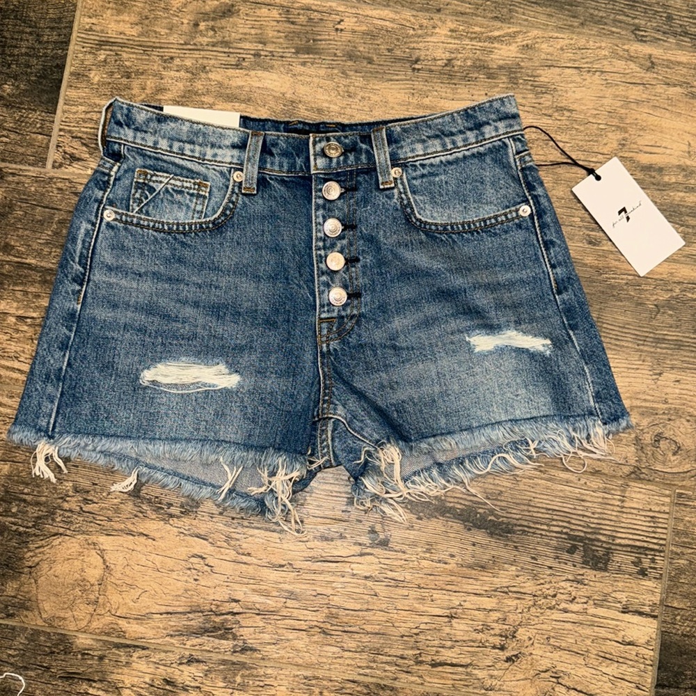 7FAMK NWT Monroe denim cutoff shorts